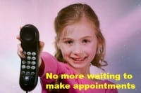 Girl handing the phone over to make appointments now