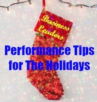 Christmas stocking for Business Leaders  with Performance tips inside it