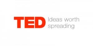 Red lettering with white background: TED Talks: ideas worth spreading Image Credit: TED.com logo