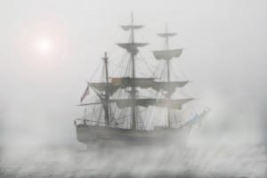 Allow this 10 Step Discovery Process to pull you out of the fog! Depicted by a pirates ship caught at sea in the haze.
