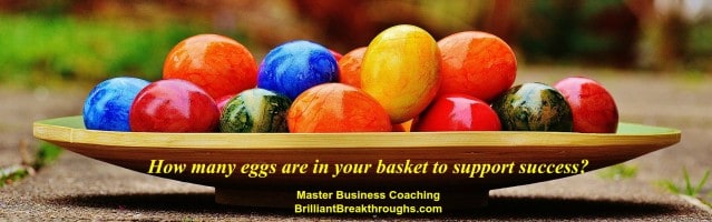 Support success illustrated by a variety of many colored Easter Eggs in a big bowl.