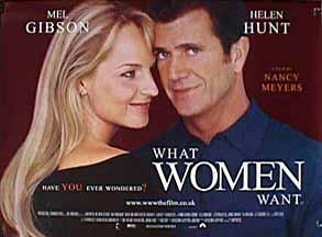 What Women Want movie poster illustrated bu Helen Hunt and Mel Gibson thinking with eachother....