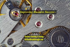 Improving Business Success illustrated by the precision of a clock's gears.