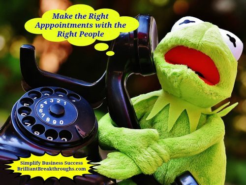 Right appointments illustrated by Kermit the frog holding an old style phone.