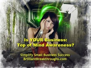 Small Business Coaching by Brilliant Breakthroughs, Inc. TOMA illustrated by young women with a green halo around her head.