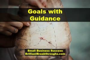 Small Business Coaching by Brilliant Breakthroughs, Inc. Write down goals illustrated by a couple holding an antiquated treasure map with an X on it.