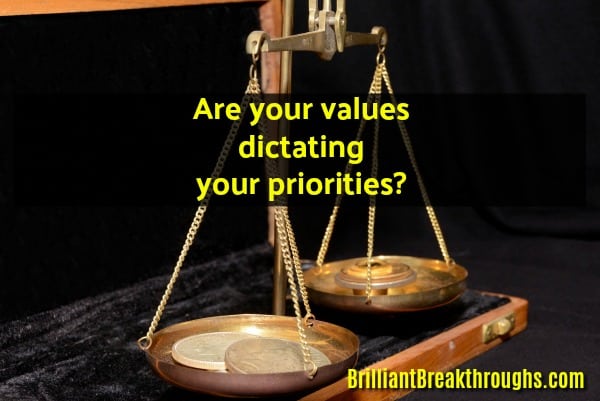 Small Business Coaching by Brilliant Breakthroughs, Inc.  Image: Values illustrated with an old fulcrum scale.