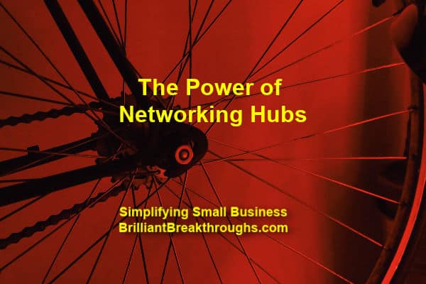 Small Business Coaching by Brilliant Breakthroughs, Inc. Networking Hubs illustrated by a bicycle's hub and spokes.