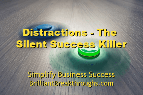Small Business Coaching by Brilliant Breakthroughs, Inc. Topic: Distractions illustrated by fidget spinners