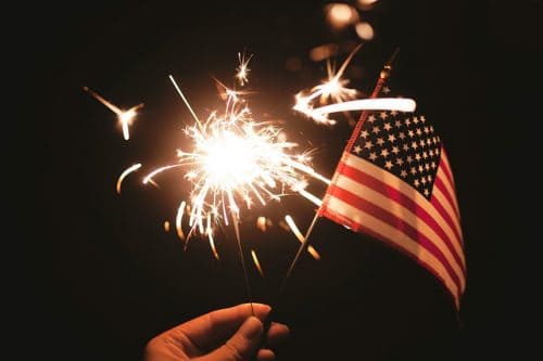 independence day celebration of US Flag and fireworks