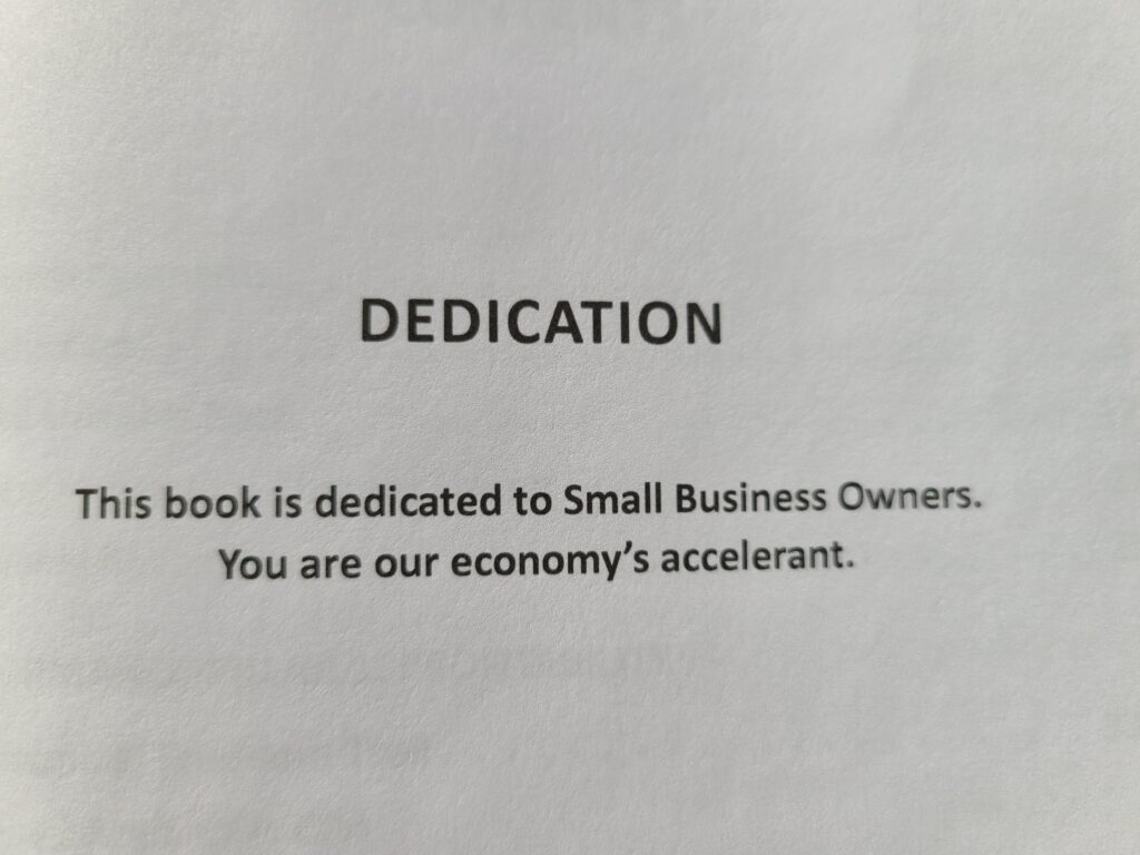 Dedication from book Brilliant Breakthroughs for the Small Business Owner - Vol 5